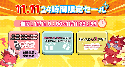 年間最大の爆買いキャンペーン！Nothosaur 11.11 24時間限定セールを開催！